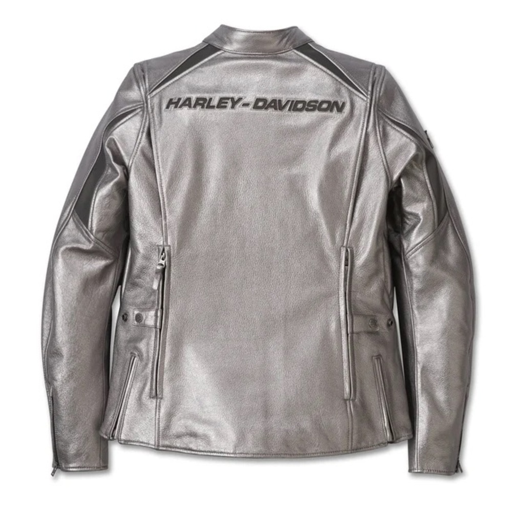 NWT HARLEY DAVIDSON PARADIGM TRIPLE VENT SYSTEM 2.0 LEATHER JACKET WMN GUN METAL